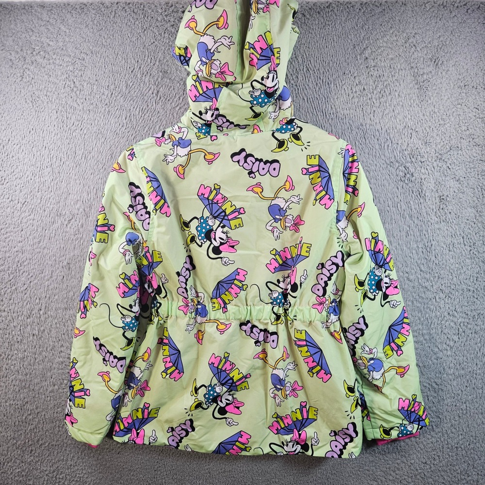 NEW Disney Minnie Mouse Daisy Duck Girls Hooded Jacket Light Green Pink XL 10 Yr - Picture 9 of 12